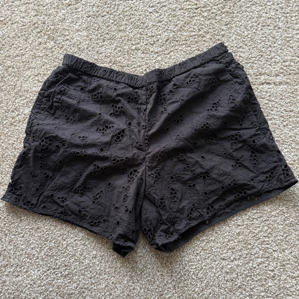 Everlane Black Eyelet Cotton Shorts